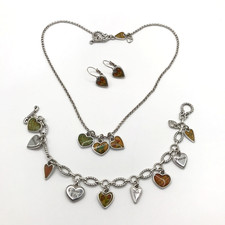 3 Piece Set Brighton Necklace Bracelet & Earrings Piccadilly Floral Vintage Look picture