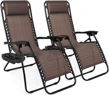 2-Pack of Outdoor Reclining Chairs Zero Gravity Chair Patio Pool Lounge Chairs picture