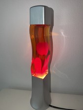 Vintage Rustic Orange & Neon red Wax Wavy S Shaped Lava Lamp picture