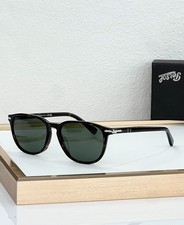 PERSOL 0PO3019S Black Tortoise Rectangle Sunglasses Green Lens 52-18-140 picture
