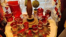 ANTIQUE RED RUBY FLASH SOUVENIR GLASS ASSORTED LOT OF 10 ITEMS 1900s COLLECTION picture