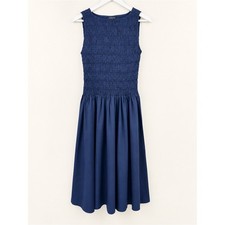 J. Crew Lina Smocked Navy Midi Sleeveless Dress CS967 picture