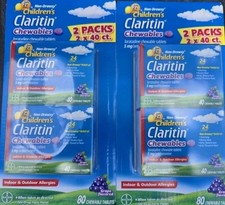 Children's Claritin Chewable 5mg 40 X 4 = 160 Grape Tablets 8/2026 Lot picture