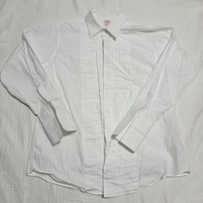 Brooks Brothers Tuxedo Shirt White Pleated Bib Front Point Collar 17.5 35 XL EUC picture