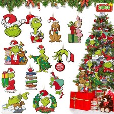 24PCS Christmas Tree Decorations Grinch f/Kids Gift Christmas Wooden Ornaments picture