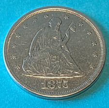 1875-S Seated Liberty 20C Twenty Cent Silver Coin Business Strike Reeded Edge picture