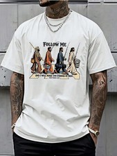 Men's Jesus Fishing ChristianT Shirt,Vintage Rock Hippie,Street Summer Tee picture