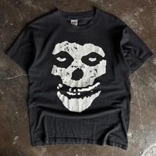 Vtg 90’s Misfits Fiend Club Skull Logo Band Tee Size Large picture