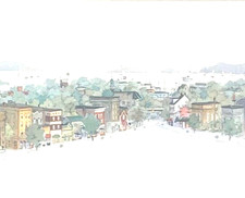 Greenwich Ct Leonard Weber Townscape Print Frame Signed Rare Extra Town Map Read picture