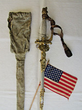 Knights of Pythias 1800's Sword with Folding Guard and scabbard. picture