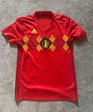 Adidas Belgium 2018 World Cup Home Soccer Jersey Mens Small S Red Argyle Diamond picture