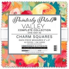 Robert Kaufman Painterly Petals Valley Charm Squares, Floral Flowers Fabric, picture