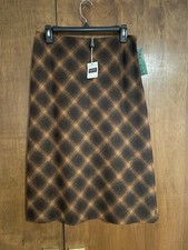 Vintage 90s Michael Kors Brown Plaid Wool Skirt, 10 picture
