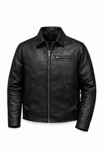 Men’s Genuine Leather Jacket – Handmade Black Classic Zip Front Winter Jacket picture