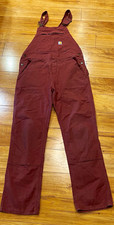 Carhartt Women’s Burgundy Loose Fit Canvas Bib Overalls OR6001-Women's picture
