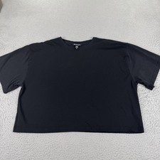 Athleta True Cotton Crop Tee Womens Large Black Short Sleeve Athletic Relaxed picture