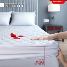 EXTRA DEEP QUILTED WATERPROOF MATTRESS PROTECTOR FITTED QUEENSIZE BED COVER picture