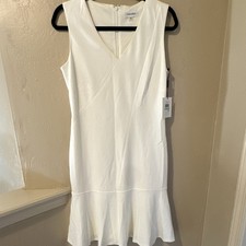 Calvin Klein Women's White dress size 8 Sleeveless Give shape to the body picture
