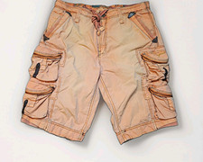 VTG Jet Lag Aviator Multi-Pocket Cargo Shorts 38 Distressed Orange League 2801 picture