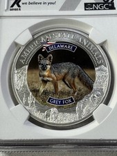 2022 Cook Islands $5 Delaware Grey Fox Silver Coin Graded MS 70 by NGC picture