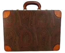 Authentic ETRO Brown Leather Hard Laptop Briefcase Business Bag Italy Unisex picture