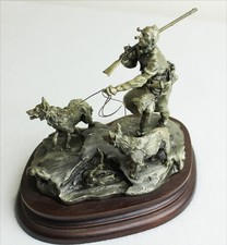 “Winter Hunt Delaware” Chilmark Pewter Sculpture Michael Boyett Native American picture