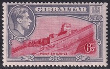 GIBRALTAR 1938-51 KGVI 6d Moorish Castle Perf 13½ SG 126 MH/* (CV £48) picture
