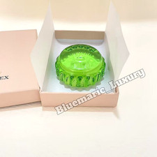 ROLEX Triplock Italian Green Glass Paperweight Green Crystal Moon Cake Salviati picture