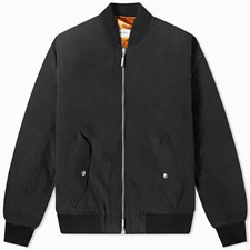 Rhude Black Nylon Bomber Jacket S Full Zip Logo Zipper Pockets Short picture