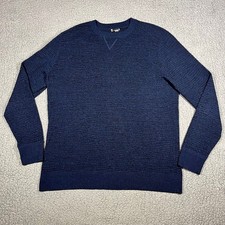 Smartwool Mens Merino Wool Blend Textured Crewneck Sweater Navy Blue Large picture