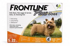 FRONTLINE Plus Flea & Tick Control For Dogs 5 - 22 Lbs.  6 - Doses - New Sealed picture