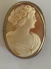 Antique 1800's  Domed Cameo Carved Shell Greek Goddess Brooch Pin Exquisite picture