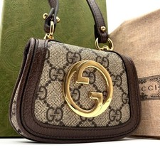 GUCCI 598586 Blondie GG Supreme Mini Crossbody Bag Brown Leather Interlocking G picture