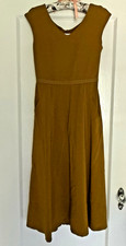 Athleta Mustard Ryder Midi Dress US-S Sleeveless Scoop Neck Cutout Lined Pockets picture