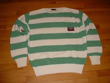 Vintage Brioni Yacht Club Sweater White Green Block Color Striped Logo Size 50 picture