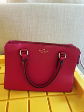 Kate Spade New York Pink Pebbled Leather Zip Satchel Top Handle Detachable Strap picture