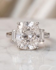 IGI Certified 3.60 Ct Cushion Cut Lab Diamond Ring FVVS2 14K White Gold picture