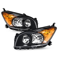 Headlights for 2009-2012 Toyota RAV4 Black Amber Headlamps Left Right Pair picture