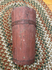 Antique Painted Staved Bucket 19th C Primitive Maine picture