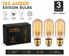 3 Pack T45 Vintage Edison Tungsten Filament Light Bulbs E26 picture