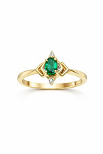 Elegant Genuine 14K Gold Emerald Diamond Ring 0.60ct May B.S. Custom Designed picture