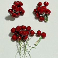 Christmas Vintage Cherries Red Berries Wire Stems 35 Wreath Floral Arrangements picture