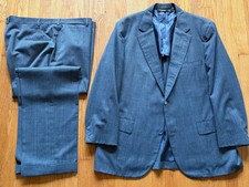 VTG Brooks Brothers Golden Fleece Gray Plaid 3 Roll 2 Button Suit Sz 46 L picture
