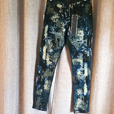 #194 KDNK Mens Skinny Jeans Blue/Olive Distressed  Sz 30 *DEADSTOCK* picture
