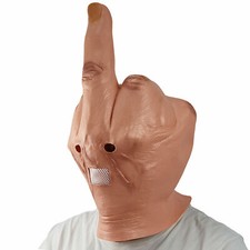 Halloween Funny Bizarre Despise Middle Finger Full Head Latex Mask Costume Props picture