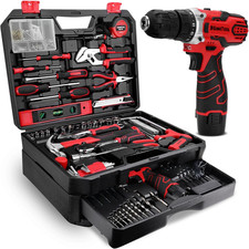 276-Piece Tool Set Kit with 12V Cordless Power Drill (Red Black) picture