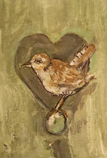 ACEO original acrylic painting bird artist April Warren picture