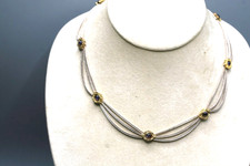 Beautiful Vtg Turkish Sterling Silver 2 Tones  925  Necklace 17