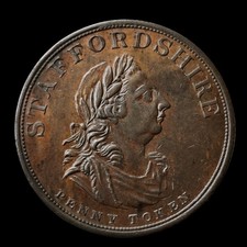 1811 King George III Penny Token Coin Copper Payable Staffordshire COMMERCE picture