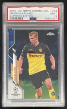 2019 Topps Chrome Sapphire UEFA Champions League #74 Erling Haaland RC PSA 9 picture
